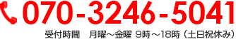 070-3246-5041 受付時間　月曜～金曜 9時～18時 （土日祝休み）